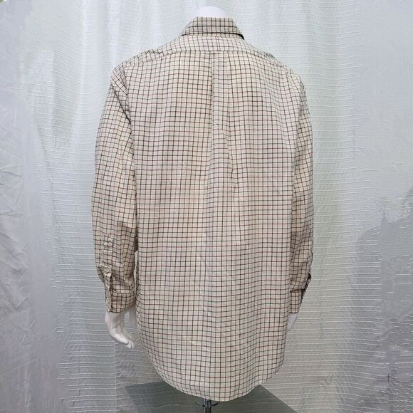 RALPH LAUREN Long Sleeve Button Down Shirt Cream / Ivory Plaid Men's Size XL - Picture 5 of 10